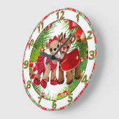 schattige rendiervriendelijke kerst grote klok (Hoek)