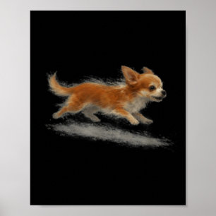 Schattige rennende hond grappige chihuahua rennend poster