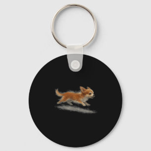 Schattige rennende hond grappige chihuahua rennend sleutelhanger