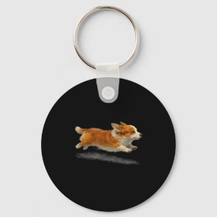 Schattige rennende hond grappige Corgi rennende ku Sleutelhanger
