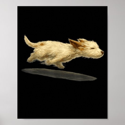 Schattige rennende hond  poster (Voorkant)