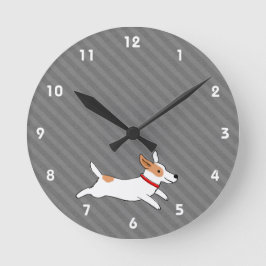 Schattige Rennende Jack Russell Terrier Cartoon Ho Ronde Klok