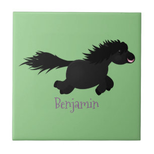 Schattige rennende Shetlandpony cartoonillustratie Tegeltje
