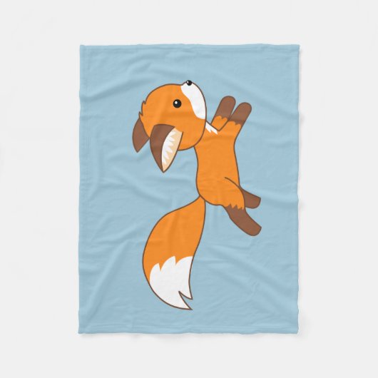 Schattige Rennende Vos op Blauw Fleece Deken (Voorkant)