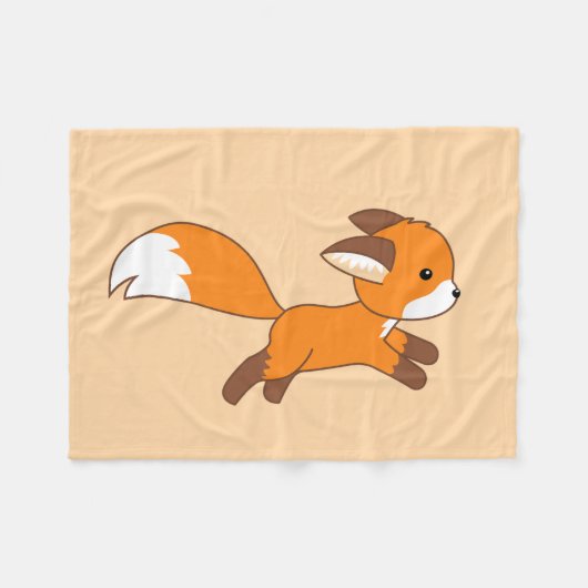 Schattige Rennende Vos op Crème Fleece Deken (Voorkant (Horizontaal))