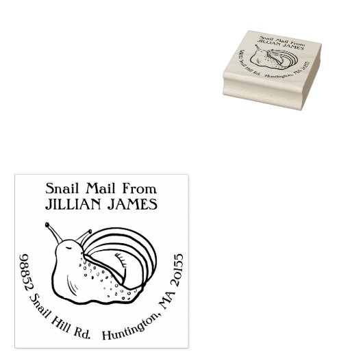 Schattige retouradres voor slakkenpost rubberstempel (Gestempeld)