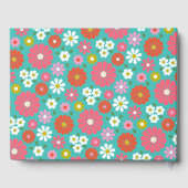 Schattige Retro 60s Flower Turquoise Custom Baby s Gastenboek (Achterkant)
