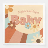 Schattige Retro 70s Groovy Baby shower Servet (Voorkant)