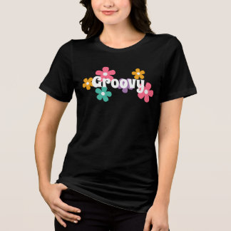 Schattige Retro 70s Groovy Madeliefje Flower Power Tri-Blend Shirt