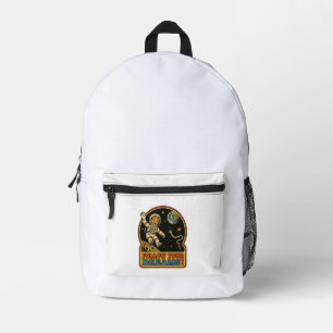 Schattige Retro Astronaut Volg Je Dromen Ruimte Me Bedrukte Rugzak