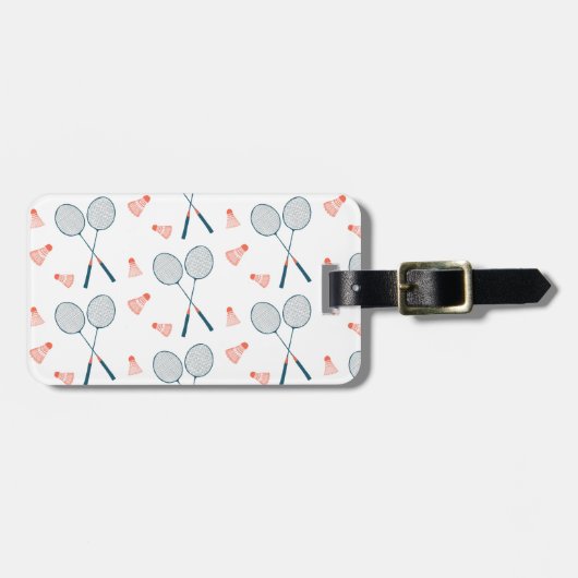 Schattige Retro Badminton Birdie Racquet CUSTOM Bagagelabel (Voorkant horizontaal)