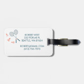 Schattige Retro Badminton Birdie Racquet CUSTOM Bagagelabel (Achterkant horizontaal)