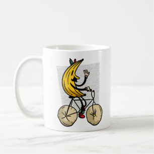 Schattige Retro Banaan Fietst Cartoon Esthetiek Koffiemok