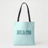 Schattige Retro Beach Life Blauw Tote Bag (Voorkant)