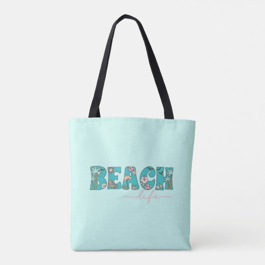 Schattige Retro Beach Life Blauw Tote Bag (Achterkant)