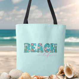 Schattige Retro Beach Life Blauw Tote Bag