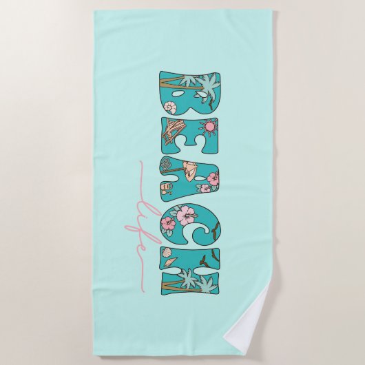 Schattige Retro Beach Life Strandlaken (Voorkant)