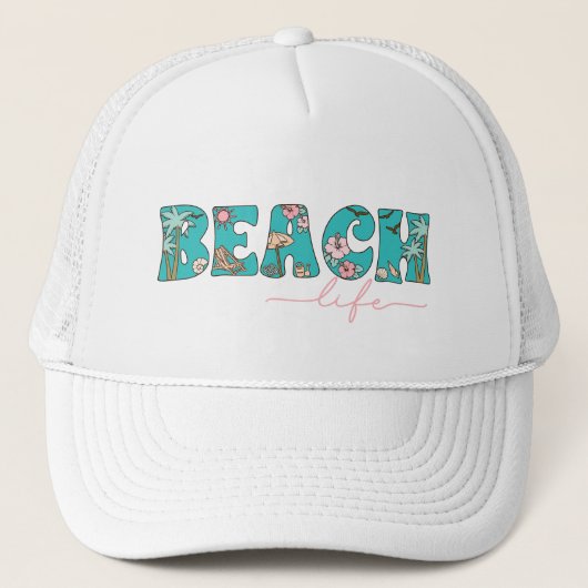 Schattige Retro Beach Life Trucker Pet (Voorkant)
