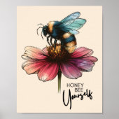 Schattige Retro Bee Yourself Inspiratie Quote Flor Poster (Voorkant)