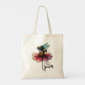 Schattige Retro Bee Yourself Inspiratie Quote Flor Tote Bag (Achterkant)