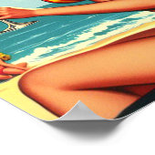 Schattige Retro Bikini Meisje Poster (Hoek)