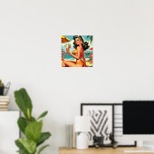 Schattige Retro Bikini Meisje Poster (Thuiskantoor)
