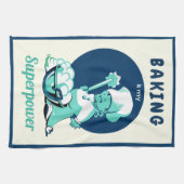 Schattige Retro  Blauw Jongen Bakker Theedoek (Horizontaal)