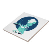 Schattige Retro  Blauw Jongen Chef Baker Tegeltje (Zijkant)