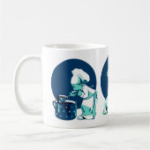 Schattige Retro  Blauw Jongen Chef Cook Baker Koffiemok (Links)
