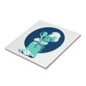 Schattige Retro  Blauw Jongen Chef Cook Tegeltje (Zijkant)