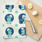 Schattige Retro  Blauw Jongen Chef Cook Theedoek (Quarter Fold)