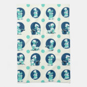 Schattige Retro  Blauw Jongen Chef Cook Theedoek (Verticaal)