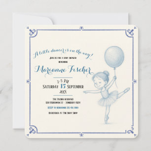 Schattige retro blauwe danseres Meisjes Baby Showe