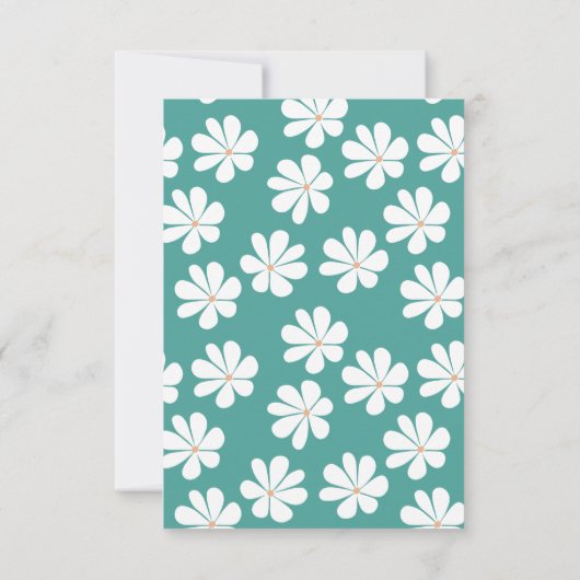 Schattige Retro Blauwgroen Bloemen Afstuderen Foto Aankondiging (Achterkant)