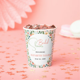 Schattige Retro Bloem Bruiloft Feest  Papieren Bekers