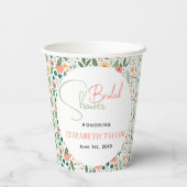 Schattige Retro Bloem Bruiloft Feest Papieren Bekers (Achterkant)