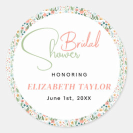 Schattige Retro Bloem Bruiloft Feest  Ronde Sticker