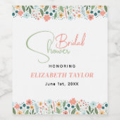 Schattige Retro Bloem Bruiloft Feest  Wijn Etiket (Enkel label)