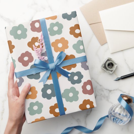 Schattige Retro Bloemen Cadeaupapier (Geschenken)