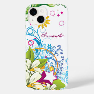Schattige Retro Bloemen en Sterren, Meisjesachtige Case-Mate iPhone Case