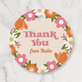 Schattige Retro Bloemen Lijst Dank u Bedankjes Labels (Voorkant)