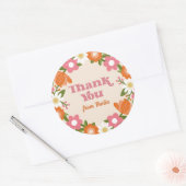 Schattige Retro Bloemen Lijst Dank u Ronde Sticker (Envelop)