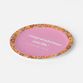 Schattige Retro Bloemen Roze Sinaasappel Afstudere Papieren Bordje (Gekanteld)