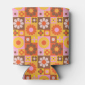 Schattige Retro Bloemen Roze Sinaasappel Vleermuis Blikjeskoeler (Achterkant)