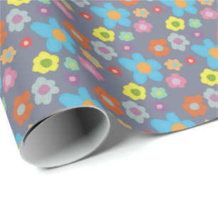 Schattige Retro Bloemen Sfeer Cadeaupapier