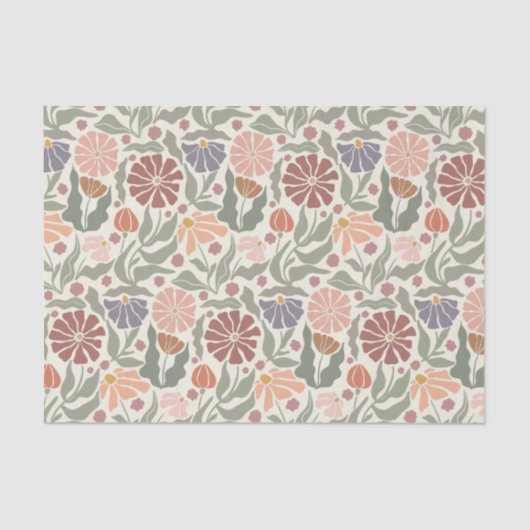 Schattige  Retro Bloemen Tissue Papier (Voorkant)