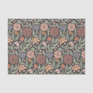Schattige Retro Bloemen Tissue Papier