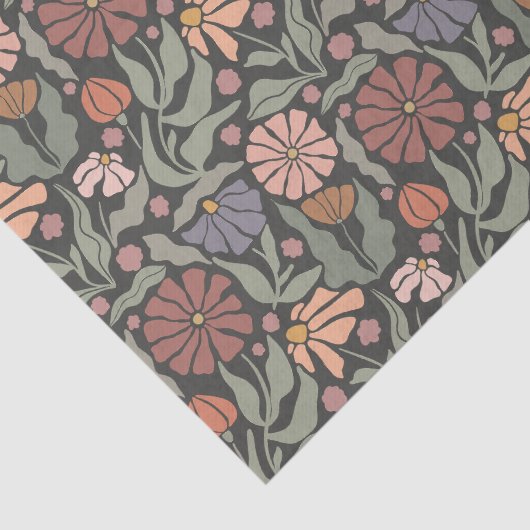 Schattige  Retro Bloemen Tissue Papier (Detail)