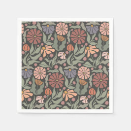 Schattige Retro Bloemen Tissue Papier Servet