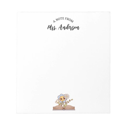 Schattige retro bloemenboek terug naar school notitieblok (Voorkant)